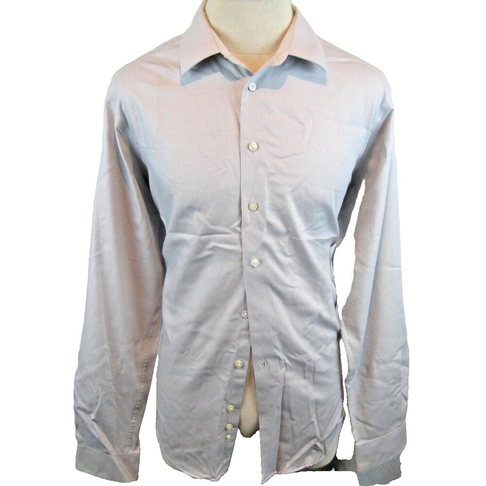 Mens Kenneth Cole Tan Pinpoint EZ Care LS Cotton Oxford Dress Shirt  17.5x36/37